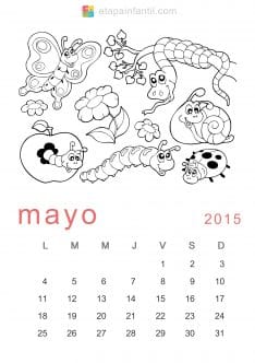 Colorear Mayo 2015 Calendario para imprimir y colorear