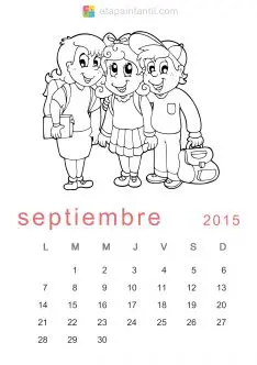 Colorear Septiembre 2015 Calendario para imprimir y colorear