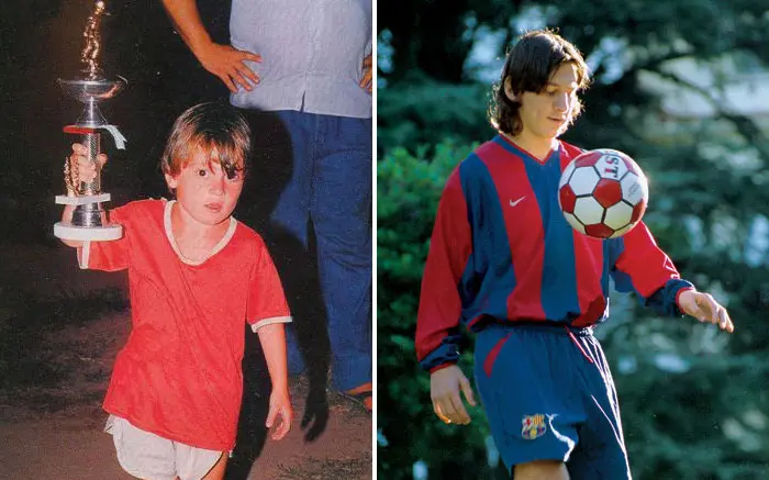 Messi de pequeño y edad actual