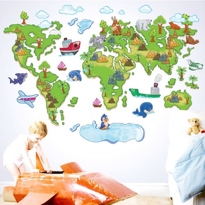 Vinilo infantil de mapamundi