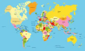 Mapamundi con nombres de paises para imprimir