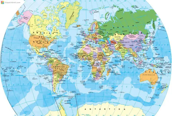 Mapa del globo terraqueo para imprimir