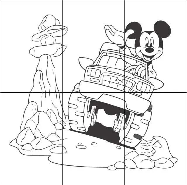 Puzzle infantil para imprimir, colorear y recortar de Mickey Mouse