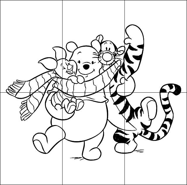 Puzzle infantil para imprimir, colorear y recortar de Winnie the Pooh y Tigger