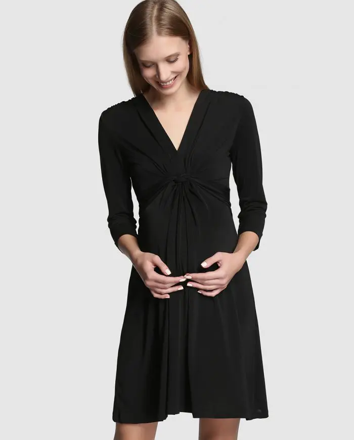 Vestido de premamá Alía en negro con escote de pico
