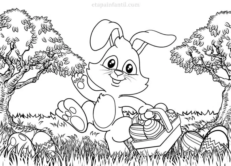 Dibujo para colorear de Conejo de Pascua