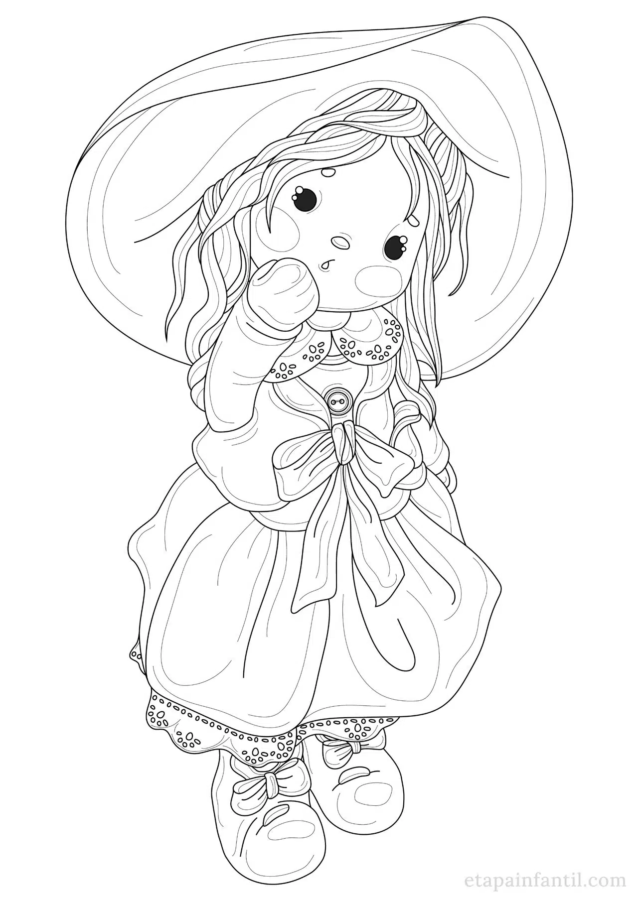 Dibujo para colorear de Muñeca con sombrero