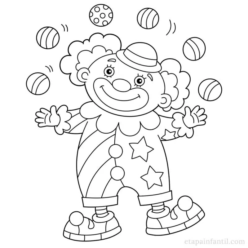 Dibujo para colorear de Payaso malabarista