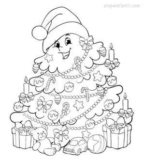 Dibujo árbol Navidad colorear