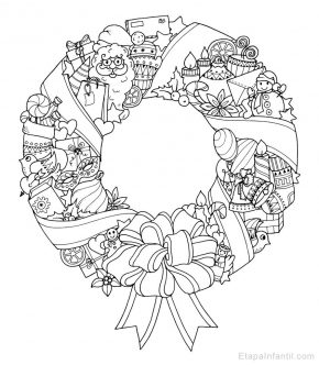 Dibujo de Corona de Navidad colorear