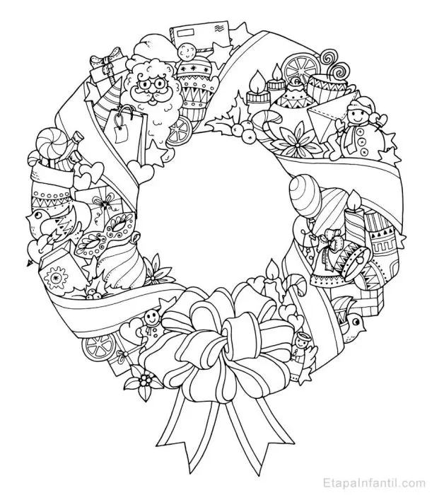 Dibujo de Corona de Navidad para colorear