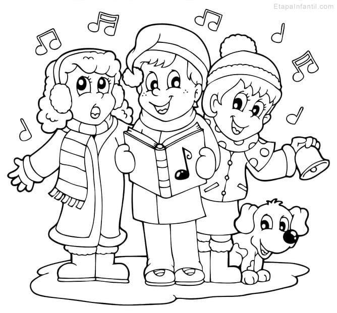 Niños cantando para colorear - Imagui