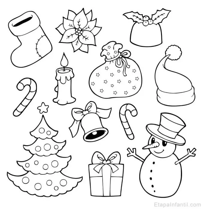 Dibujos de decoración navideños para imprimir y colorear