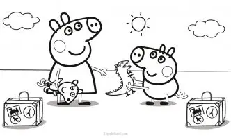 Dibujo Peppa Pig de vacaciones para colorear