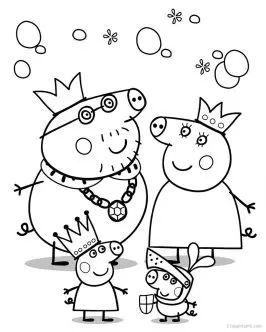 Dibujo Peppa Pig y sus amigos y familia para imprimir y colorear