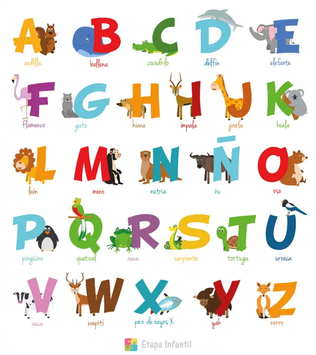 Abecedario español de animales para imprimir