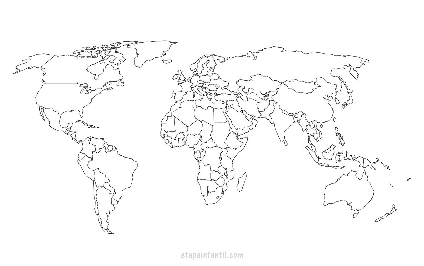 Mapa Mundi Para Pintar - EDULEARN
