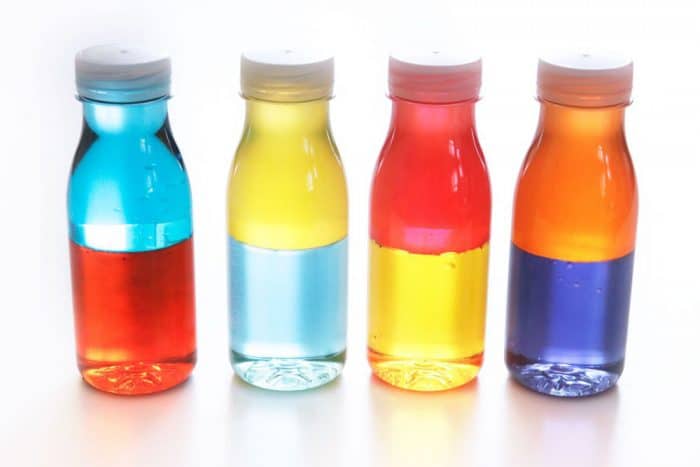 Botellas sensoriales liquida colores