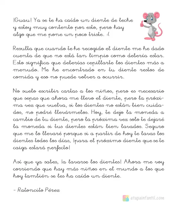 Carta del Ratoncito Pérez