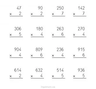 Fichas multiplicaciones una cifra