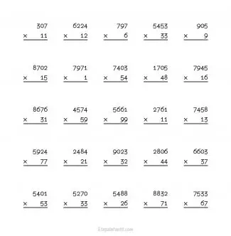 Fichas de primari de multiplicaciones