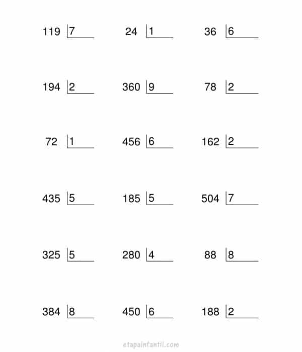 Fichas de divisiones para imprimir - Etapa Infantil
