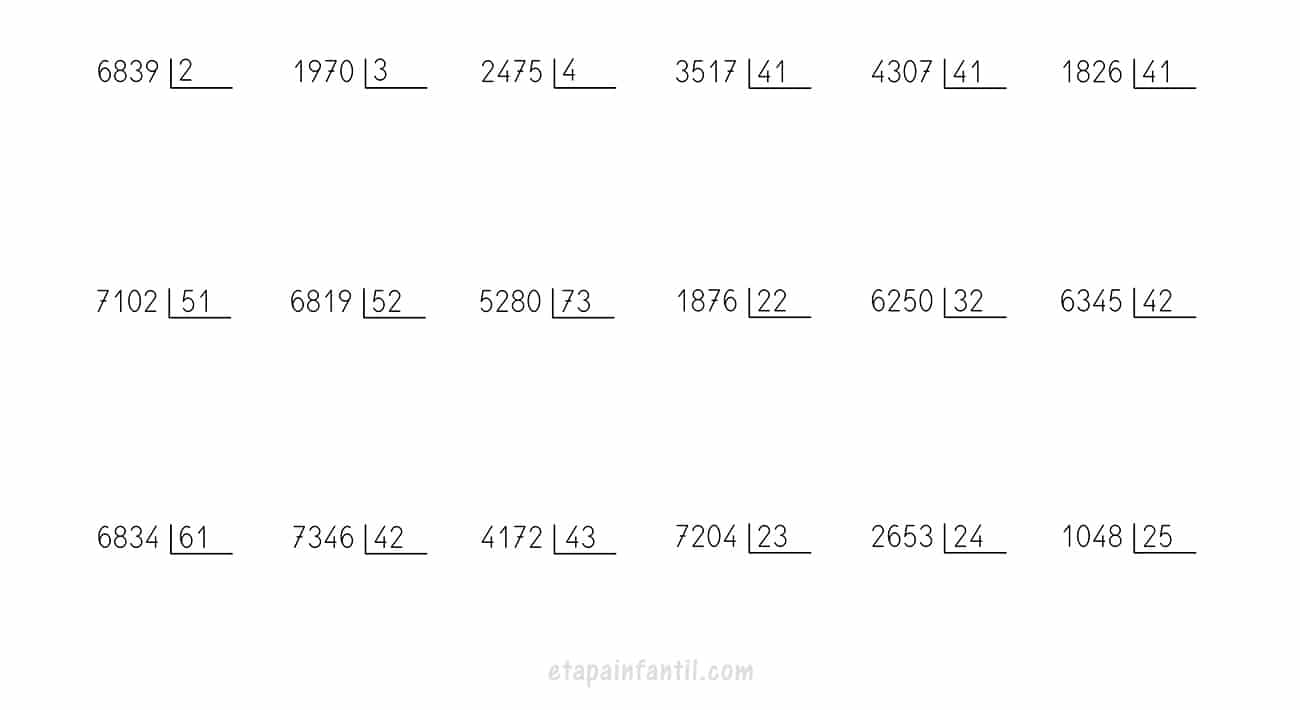 Fichas de divisiones para imprimir - Etapa Infantil