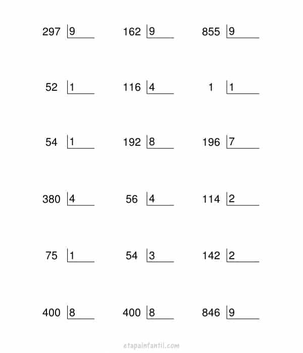 Fichas de divisiones para imprimir - Etapa Infantil