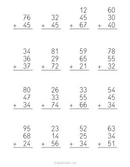 Fichas de sumas llevando primaria