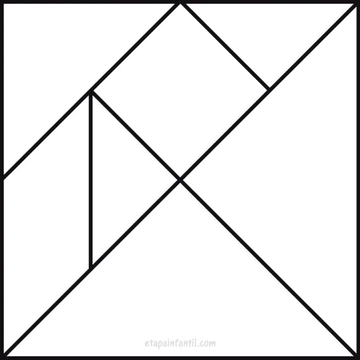 Tangram en blanco y negro para colorear