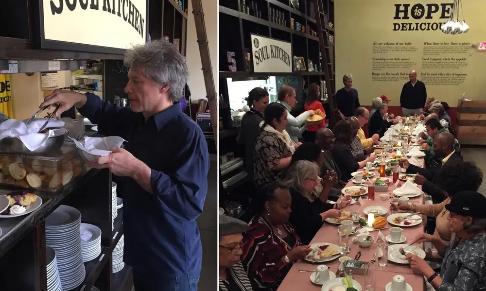 Jon Bon Jovi abrió dos restaurantes donde las personas sin recursos pueden comer sin pagar