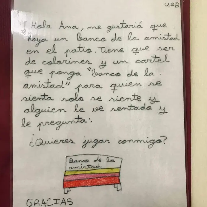 Banco de la amistad carta