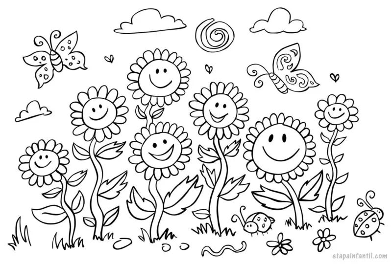 Dibujo de flores del campo para colorear