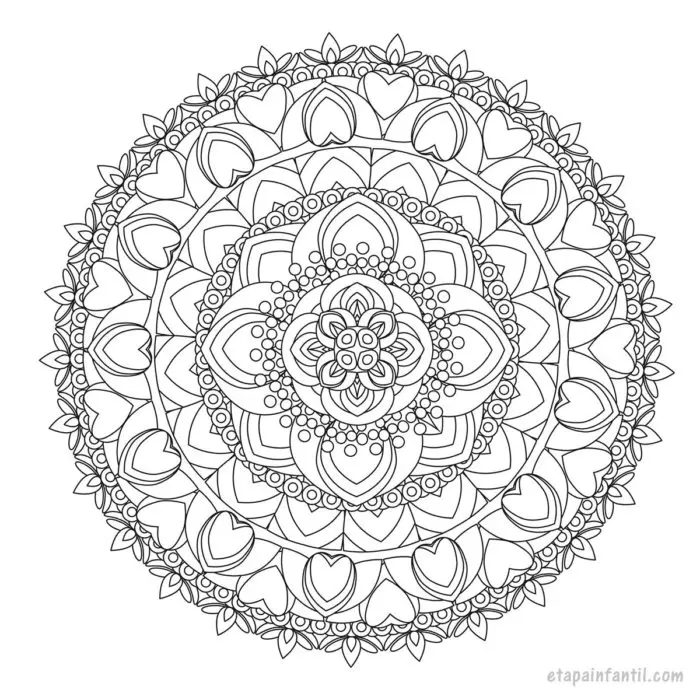 Dibujo de mandala de flores para colorear