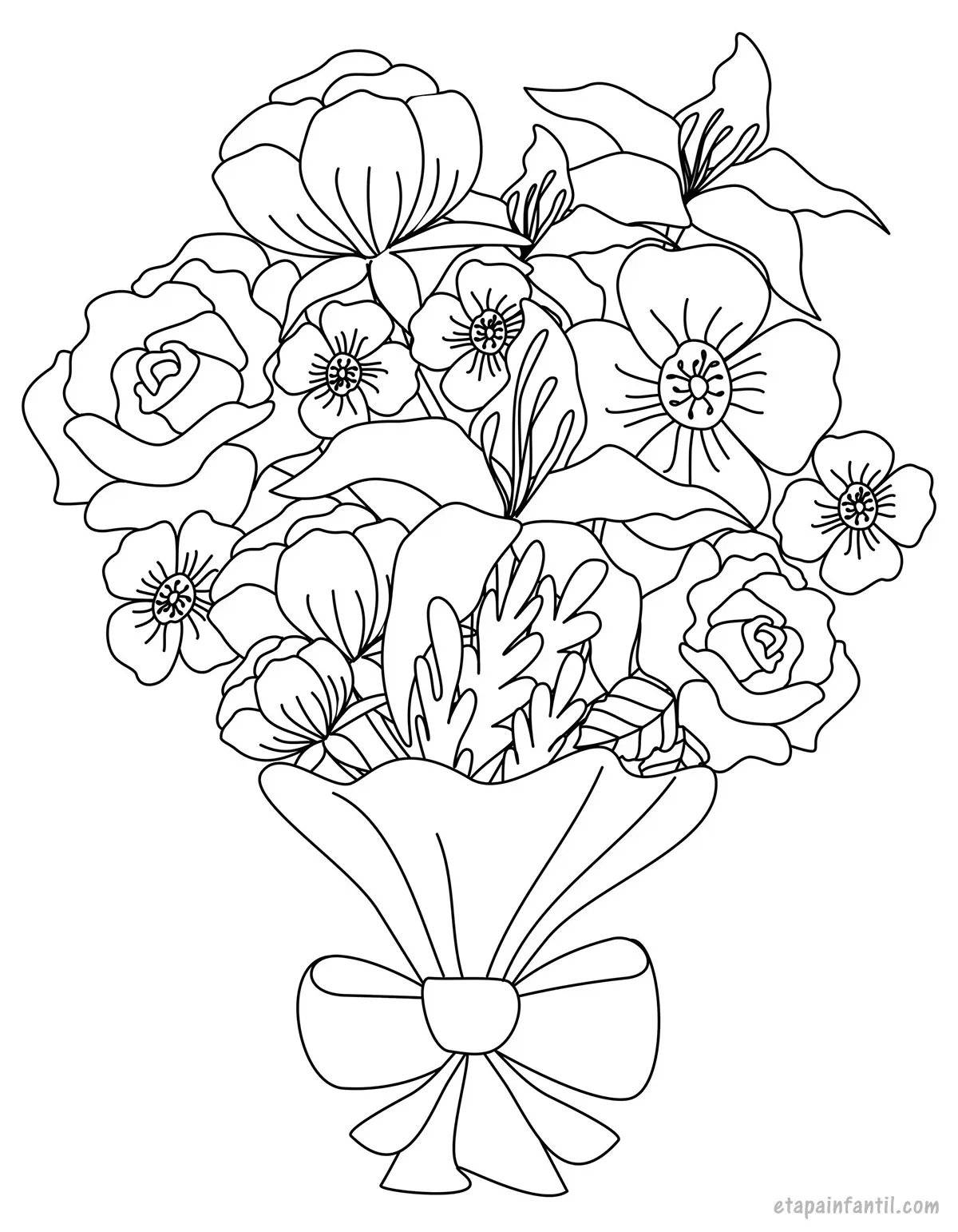 Dibujo de ramo de flores colorear