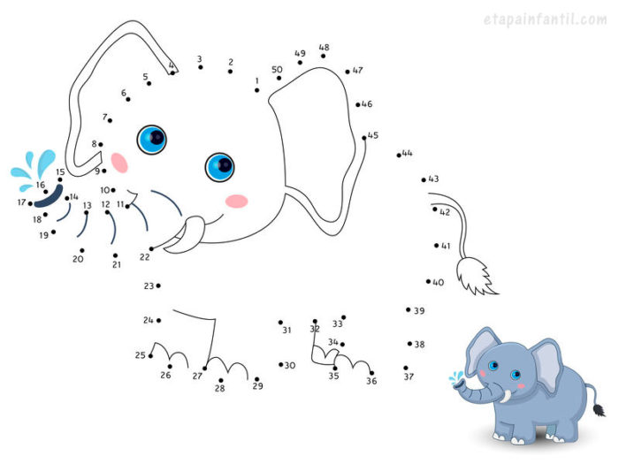 Dibujo de conectar de puntos de elefante