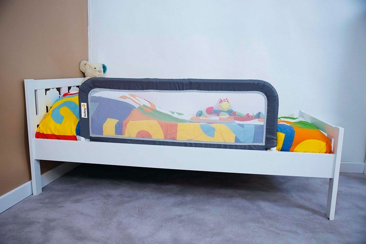 UISEBRT Barrera de cama para niños protección contra caídas altura ajustable para cama familiar y cuna color gris 150 cm 