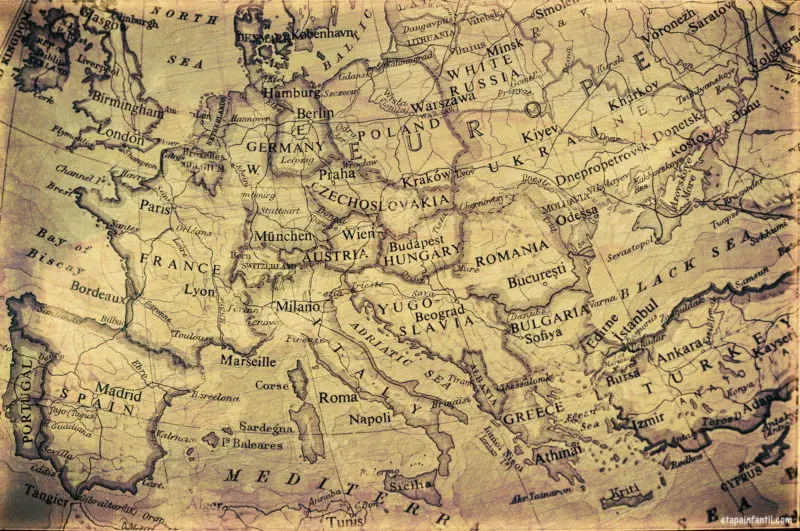 Mapa antiguo de Europa para imprimir