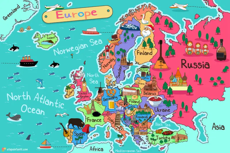 Mapa cultural de Europa para imprimir