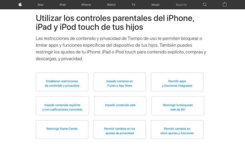 Control parental iOS