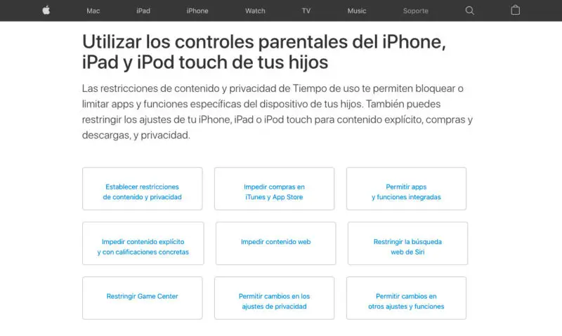 Control parental iOS