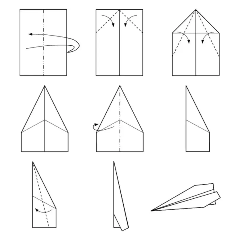 Dibujo avion papel tipo flecha