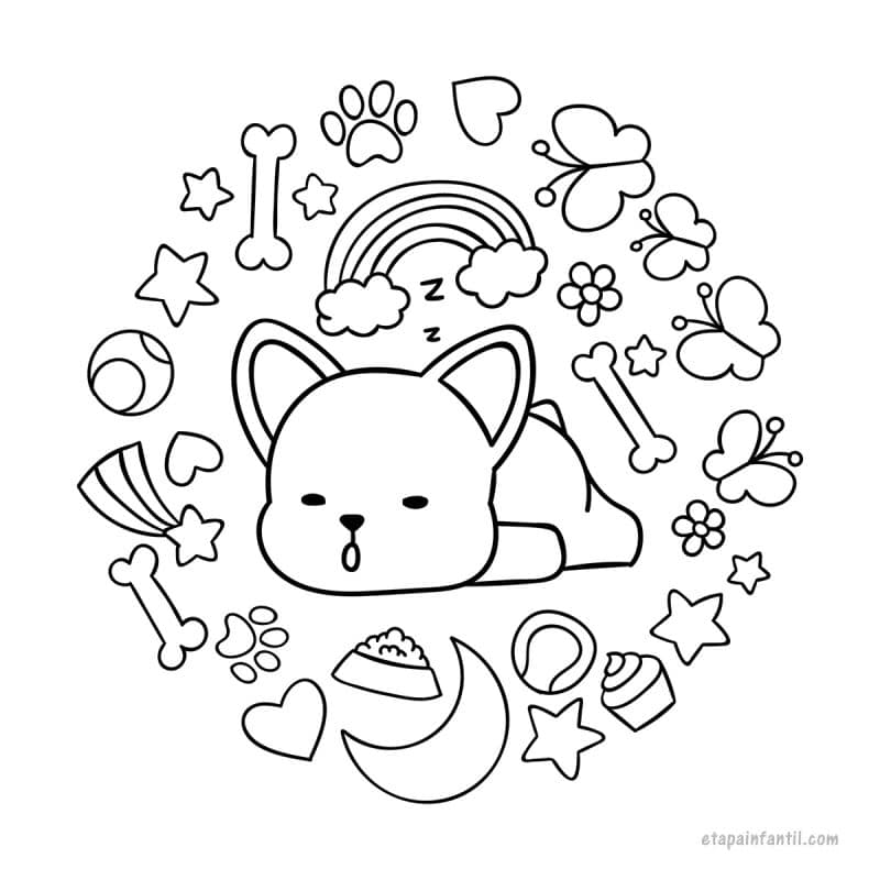 Dibujo kawaii de Cachorrito para colorear