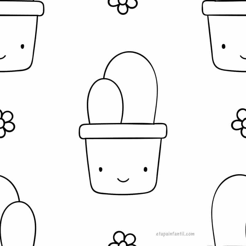 Dibujo kawaii de Cactus para colorear