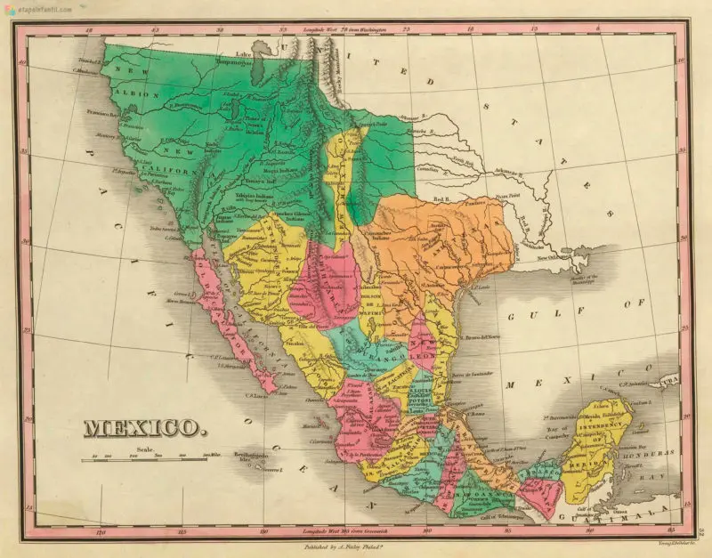 Mapa antiguo de México para imprimir