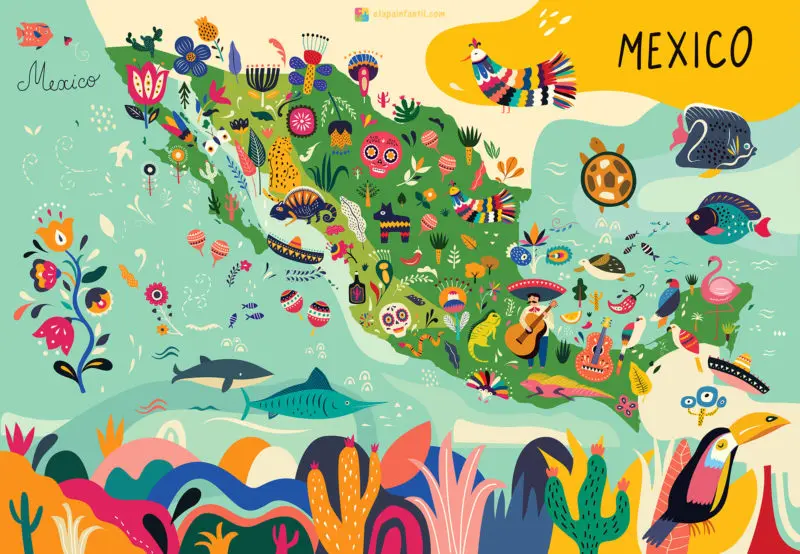 Mapa cultural de México para imprimir