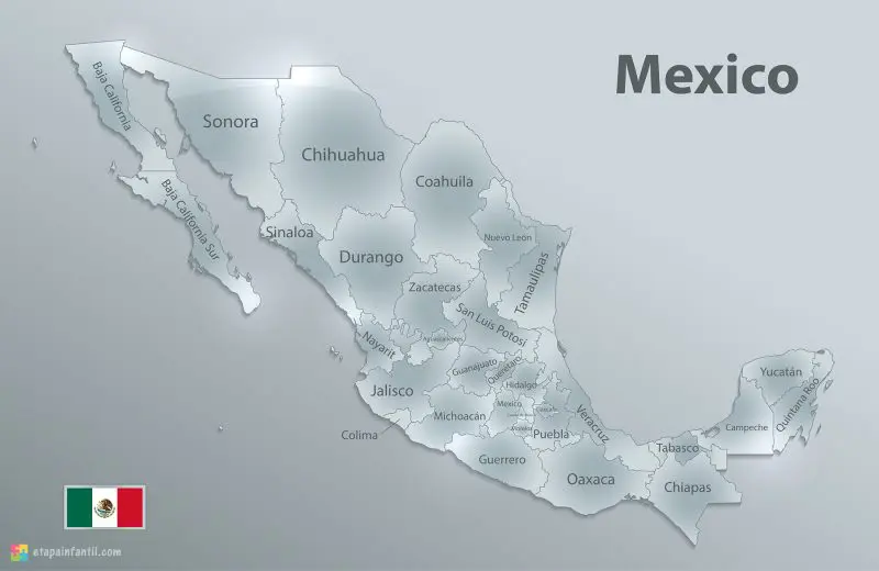 Mapa de estados de México para imprimir