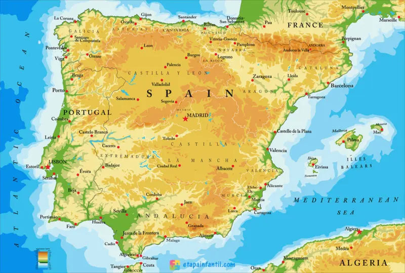 Mapa físico de España
