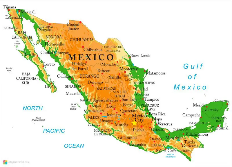 Mapa físico de México