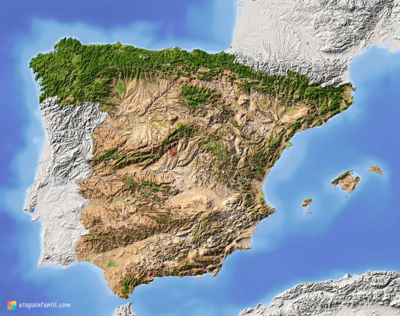 Mapa de relieve de España